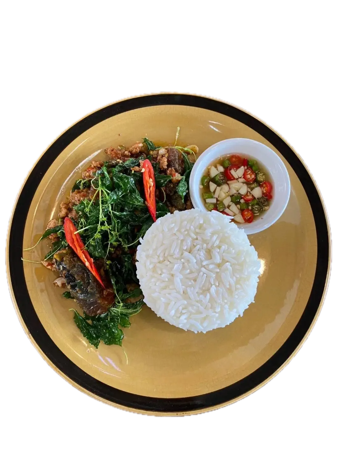 ข้าวไข่เยี่ยวม้ากะเพราภรอบ