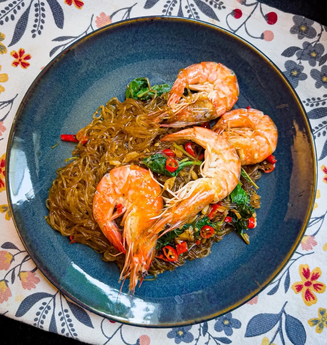 Glass Noodles with Shrimp in Thai Basil Sauce