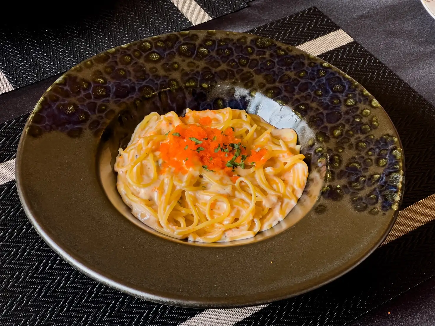 Spaghetti with Cream Sauce and Shrimp Roe